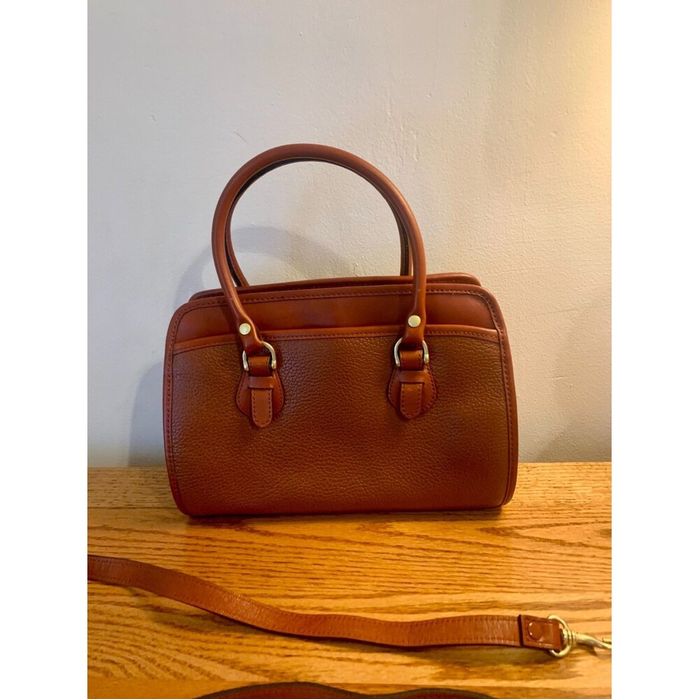 Leather & Co. by Liz Claiborne Brown Leather Crossbody Purse Bag Satchel Round - Picture 3 of 13
